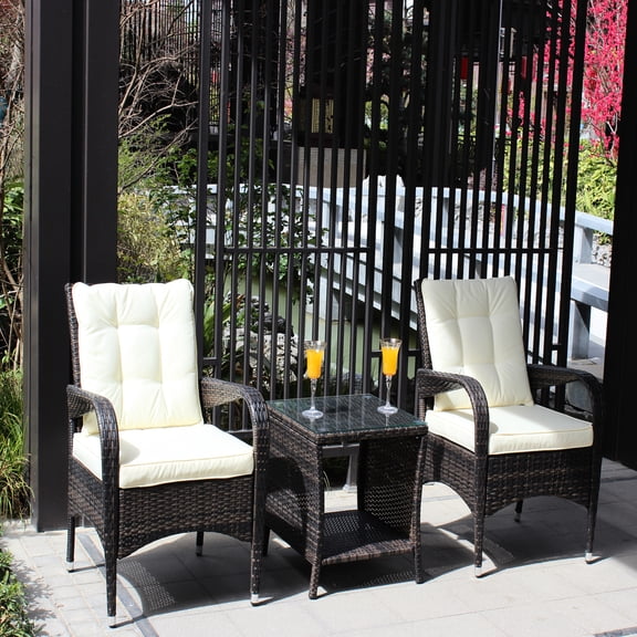 3 Piece Outdoor : Sectional With Beige Back Cushions And Coffee Table - Patio Furniture : Seat & Enjoy Outdoors