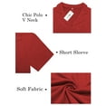 thumbnail image 4 of Plus Size Shirts for Women Trendy Polo Blouses Lightweight V Neck Tops Red Pleated Short Sleeve Tunics 2XL, 4 of 5