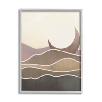Desert Moon Sand Dunes Scenery Landscape Graphic Art Gray Framed Art Print Wall Art