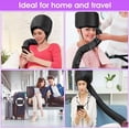 thumbnail image 6 of BUZIFU Bonnet Hair Dryer Attachment Black Hair Drying Cap Hand Free Adjustable Bonnet Hood Dryer Attachment with Light Blue Hair Towel and 4 Black Hair Clips for Hair Treatments Deep Condition, 6 of 6