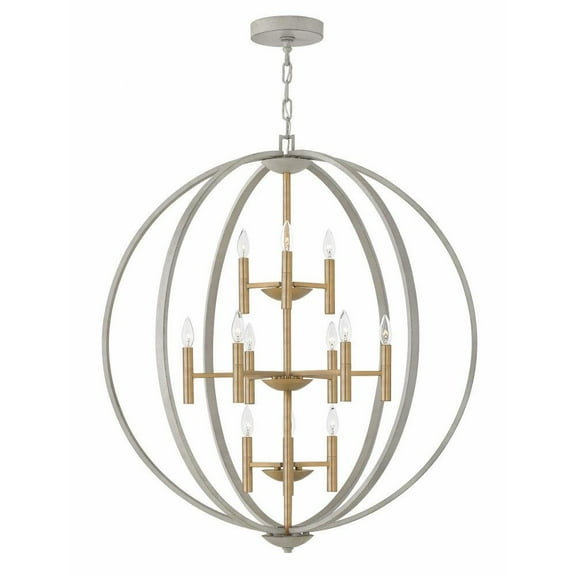 Mid Century Modern Farmhouse Twelve Light Chandelier-Cement Gray Finish Bailey Street Home 81-Bel-3002310