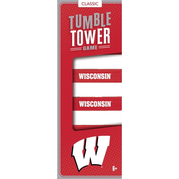 MasterPieces Real Wood Block Tumble Towers - NCAA Wisconsin Badgers