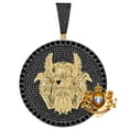 thumbnail image 3 of Men's Big 3'' Viking Norus God Odin Ravens Huginn Muninn Custom Pendent Charm Over Yellow/ Gold Black CZ, 3 of 5