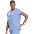 thumbnail image 2 of Cherokee Infinity Scrub Top for Women Contemporary Fit Round Neck 3 Pocket with Covered Placket with Partial Zip IN622A, L, Ciel, 2 of 5