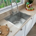 thumbnail image 3 of Sinber 25" x 22" x 12" Drop In Single Bowl Kitchen Sink with 18 Gauge 304 Stainless Steel Satin Finish HT2522S-S-12 (Sink Only), 3 of 14