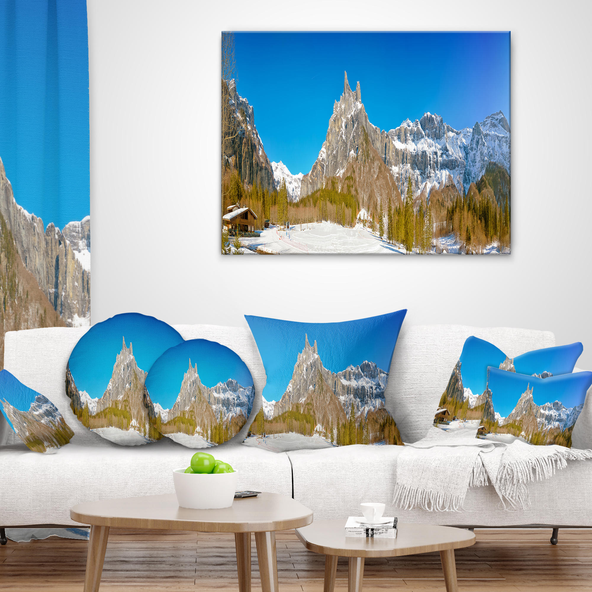 Designart Sixt Fer a Cheval Panoramic View - Landscape Printed Throw Pillow - 12x20