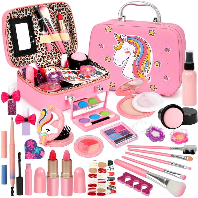 Kit de maquillaje Flybay Kids para niñas de 4 a 8 años con estuche cosmético