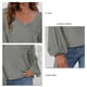 thumbnail image 5 of Jersey para mujer, Top, manga larga acampanada, cuello en V, Color puro, camisa holgada informal con bolsillo para mujer gris XXL, 5 of 6