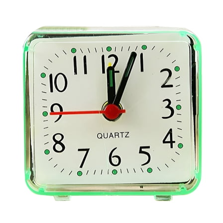 DESIGNICE Small Battery Operated Analog Travel Alarm Clock Silent No Ticking,Lighted on Demand and Snooze,Beep Sounds,Gentle Wake,Ascending Alarm,Easy Set