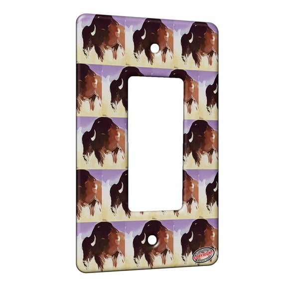KuzmarK™ 1 Gang Rocker Wall Plate - American Bison Buffalo Matriarch Wildlife Modern Art by Denise Every