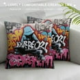 thumbnail image 3 of MLJA Graphic Throw Pillow Cushion Cover, Culture New York City Wall Graffiti Art Spray , Decorative Square Accent Pillow Case, Aqua Vermilion, 3 of 5