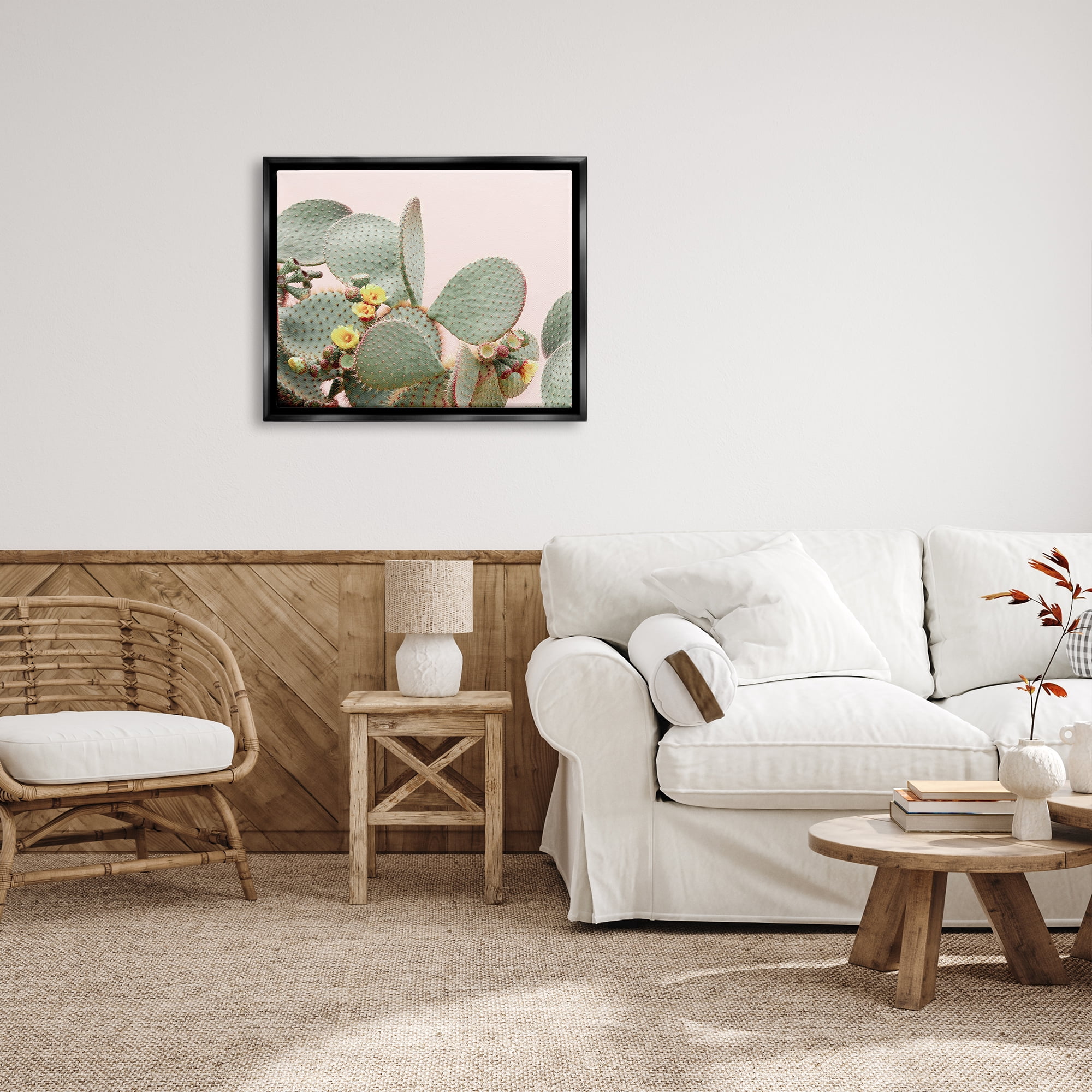 Stupell Industries Cactus Flowers on Pink Botanical & Floral Photography Black Floater Framed Art Print Wall Art, 31 x 25