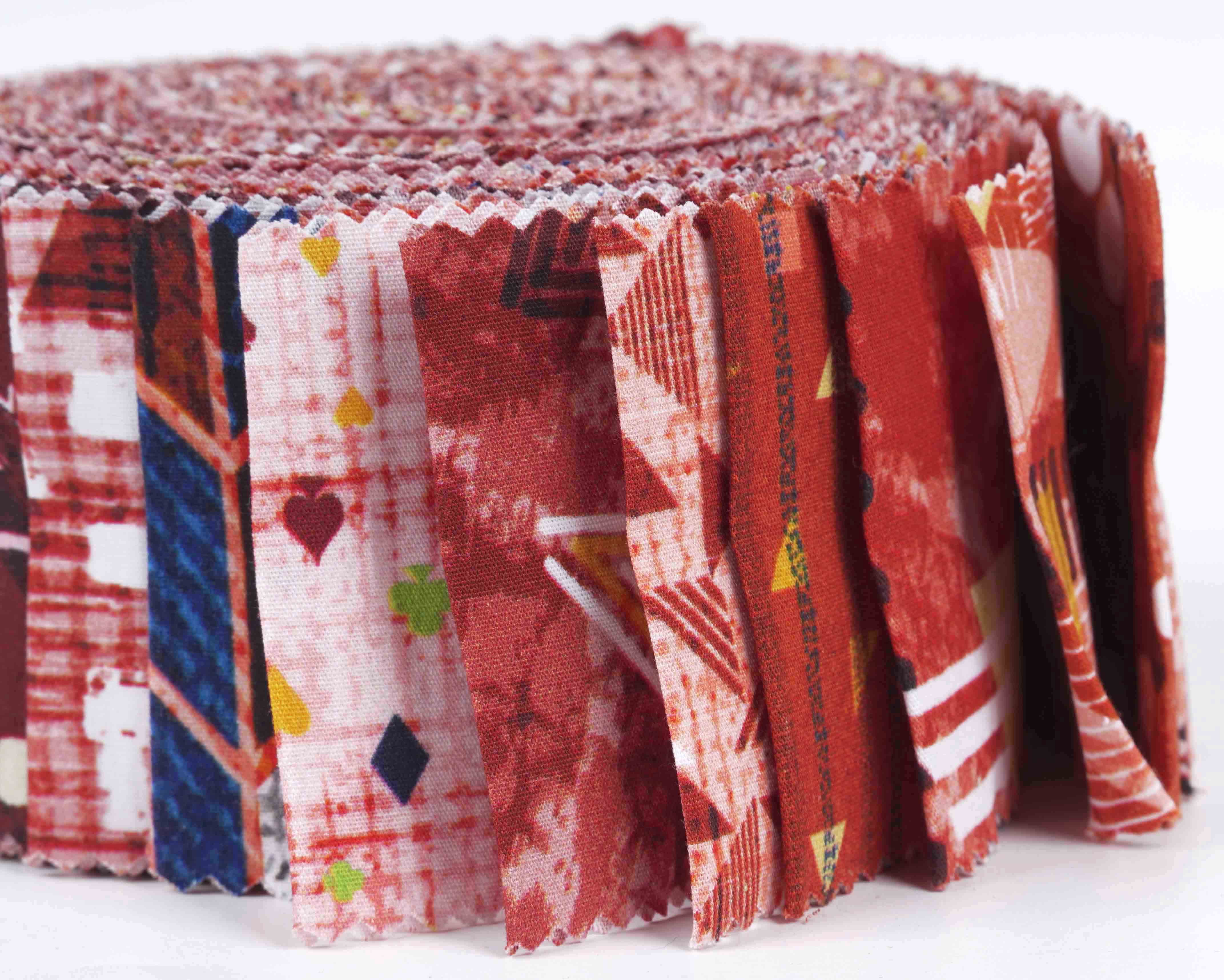 Soimoi 40Pcs Geometric & Texture Print Cotton Precut Fabrics For Quilting Craft Strips 2.5x42inches Jelly Roll - Red