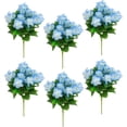 thumbnail image 2 of Nearly Natural UV-Resistant Artificial Hydrangea Outdoor Bush Plant - 14" - Blue - Set of 6, 2 of 9