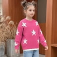 thumbnail image 2 of Afdoent Girls Sweaters Star Pattern Knitted Sweater Cozy Casual Crewneck Pullover for Kids 10-12 Years, 2 of 7