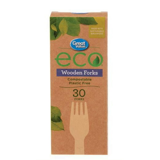 Fourchettes en bois compostables Eco de Great Value