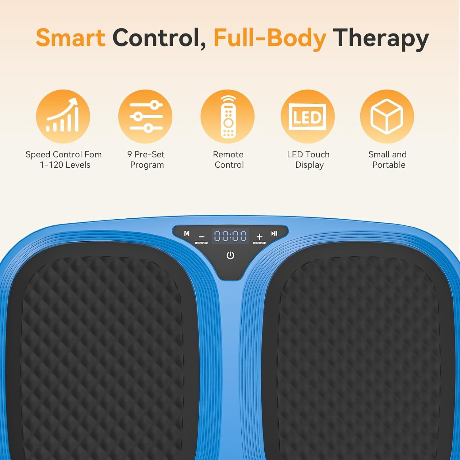 VANECL Vibration Plate Exercise Machine, 120-Level Full Body Workout Vibration Plate for Lymphatic Drainage & Weight Loss, with Remote & LED Touch Screen, 330 lbs Capacity, Men Women Universal, blue