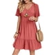 thumbnail image 1 of Vestido de verano Gchanao 2025, manga corta, cuello en V, rojo, talla M, 1 of 3