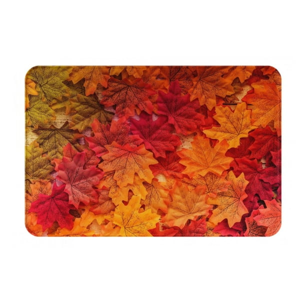 Balery Autumn Leaf Felpudo de franela, resistente a las manchas y a la decoloración, para uso interior y exterior, fácil de limpiar, 40 x 60 cm