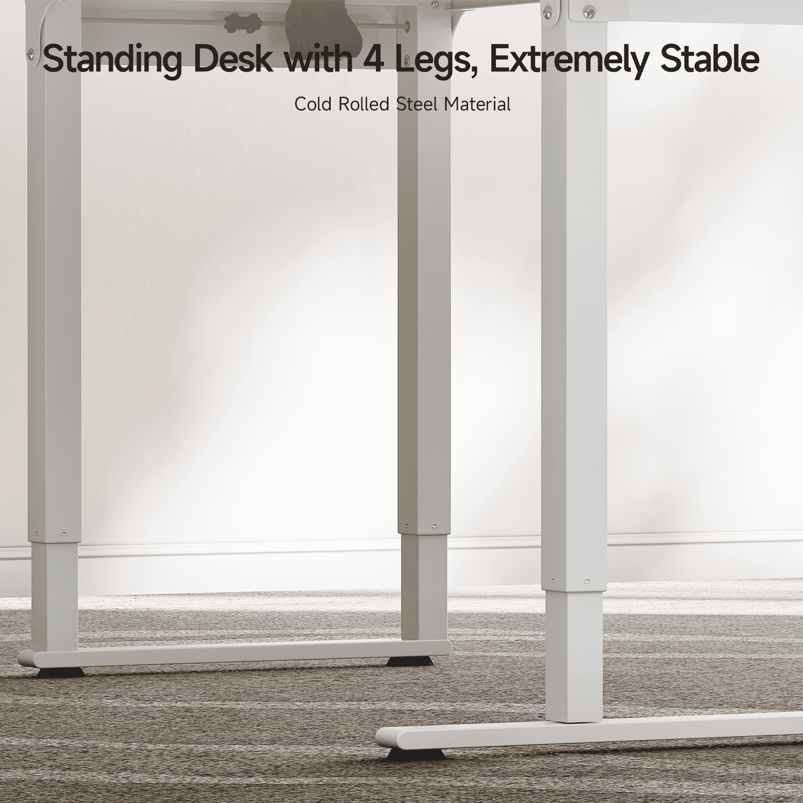 71x43 Inches L Shaped Standing Desk,  Electric L Stand Up Desk with 4 Legs, Adjustable Height from 28-46 Inches for Home and Office, White