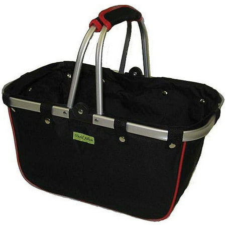 JanetBasket Black/Red Large Aluminum Frame Basket, 18" x 10" x 9.5"