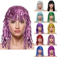 thumbnail image 5 of Colorful PET Fringe Wig BWASD Sparkling Headpiece Explosion Wigs Dress Cheerleaders Sports Accessories for Halloween Christmas Party Pink, 5 of 5