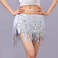 thumbnail image 2 of IUJSOY Women's Sequin Tassel Scarf Skirt Belly Dance Rave Nightclub Party Wrap Fringe Skirts, 2 of 3