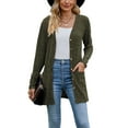 thumbnail image 1 of xiaxaixu Women Fashion V-Neck Cardigan Solid Color Rib Long Sleeve Sweater Button-Down Fall Casual Soft Knit Coat, 1 of 6