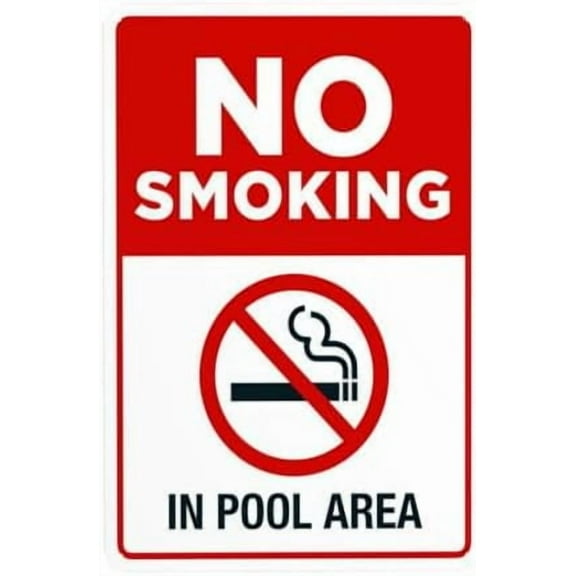 No Smoking in Pool Area Pool Warning Sign, Pool Rules Security Metal Signs for Home Busines Outdoor Indoor Road Yard Garage Street Wall Caution Decor 8 x 12 Inch
