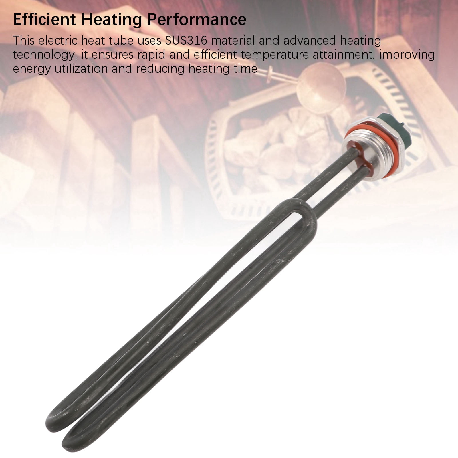 BIMZUC 120W Electric Heating Tube 1-1/4 Inch Threaded Replacement Element for Hot Water Tank and Steam Machine Universal Folding Thermostat Tube 9.4 in / 24 cm