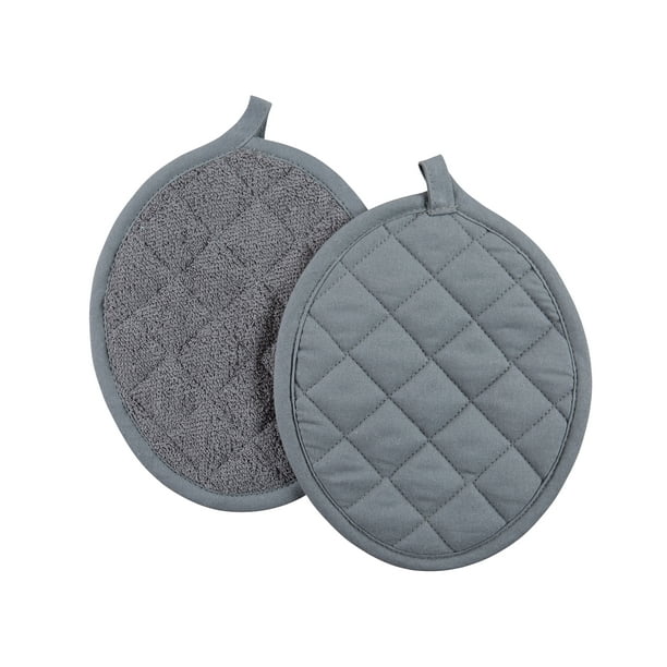 Mainstays Cotton Pot Holders, 7 in x 9.5 in, Gray, Set of 2 Walmart