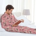 thumbnail image 6 of Salouo Rose Flowers Print Button-Front Long Sleeve Pajama Set for Men, Soft 2Pjs Men's Long Sleeve Sleepwear-Small, 6 of 7