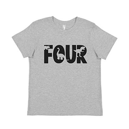 

7 ate 9 Apparel Kid s Four Dinosaur Birthday Grey T-Shirt