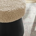 thumbnail image 5 of Ketra Round Faux Shearling Ottoman Footstool in Oatmeal Black, 5 of 7