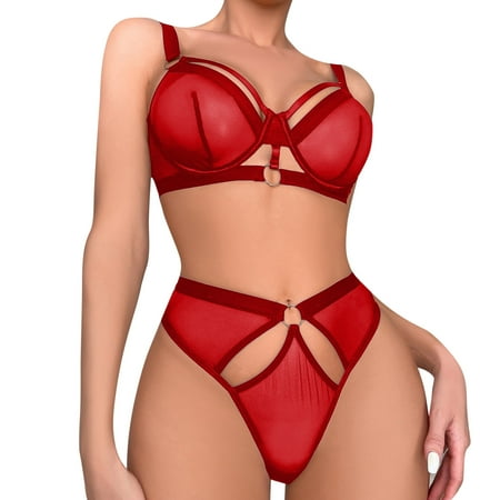

Women Exotic Lingerie Plus Size 2 PCS Bowknot Steel Ring Pajamas Mesh Cutout Thong Lace Underwire Spring Summer Casual Sexy Club Party Vacation Sleepwear Gifts To Lovers