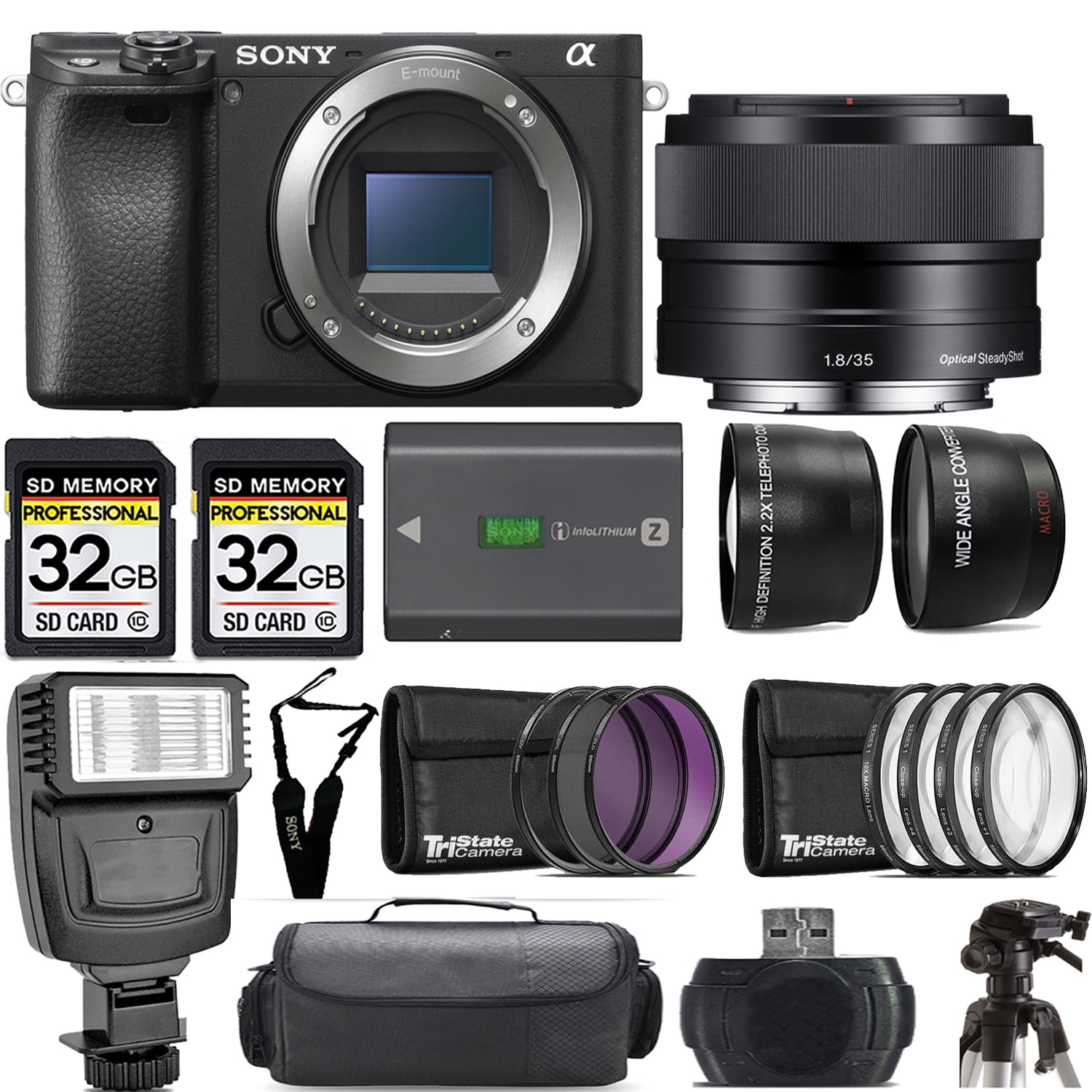 Sony a6400 Mirrorless Camera +35mm f/1.8 OSS Lens +Flash- Kit