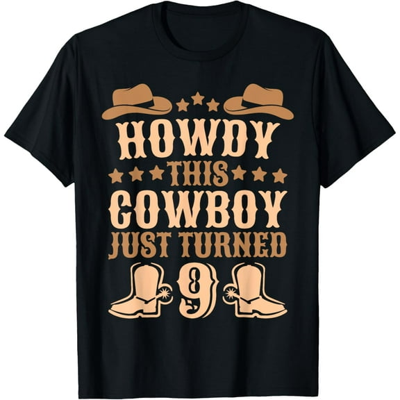 9yr Birthday Cowboy Western 9 Year Old Boy Kids 9th Birthday T-Shirt