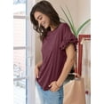 thumbnail image 3 of Womens Short Sleeve Tops Dark Red XXL, 3 of 7