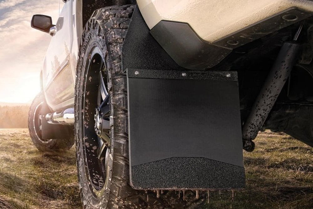 Husky Liners Kick Back Mud Flaps 12IN Black Top//SS Wt Fits Silv//F150//Ram