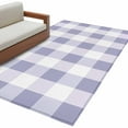 thumbnail image 2 of Purple White Buffalo Check 3x5 Area Rugs, Farmhouse Plaid Modern Geometric Non-Skid Rubber Backing Large Rectangle Rugs - Living Room Bedroom Home Office, Indoor Floor Mat Carpets Washable Rug, 2 of 9
