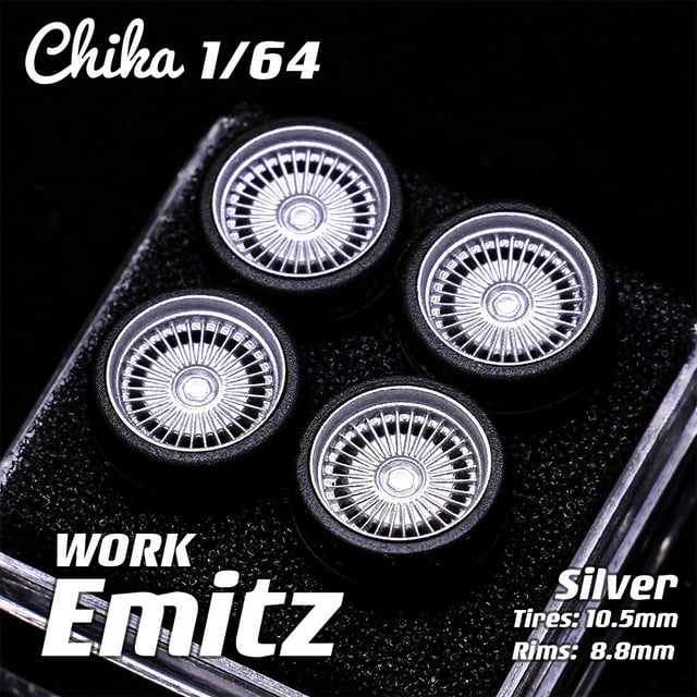 Roues 1/64 Chika Work Emitz 8.9/9.7/10.5mm Deuxième Modèle Modifié Moyeu de Roue Modèle de Voiture Compatible avec hotwheels Emitz 10.5mm