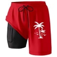 thumbnail image 3 of Summer Shorts Swim Trunks Compresssion Liner Inseam Board Shorts Bathing Suit With Pockets Athletic Shorts Men Red M, 3 of 4