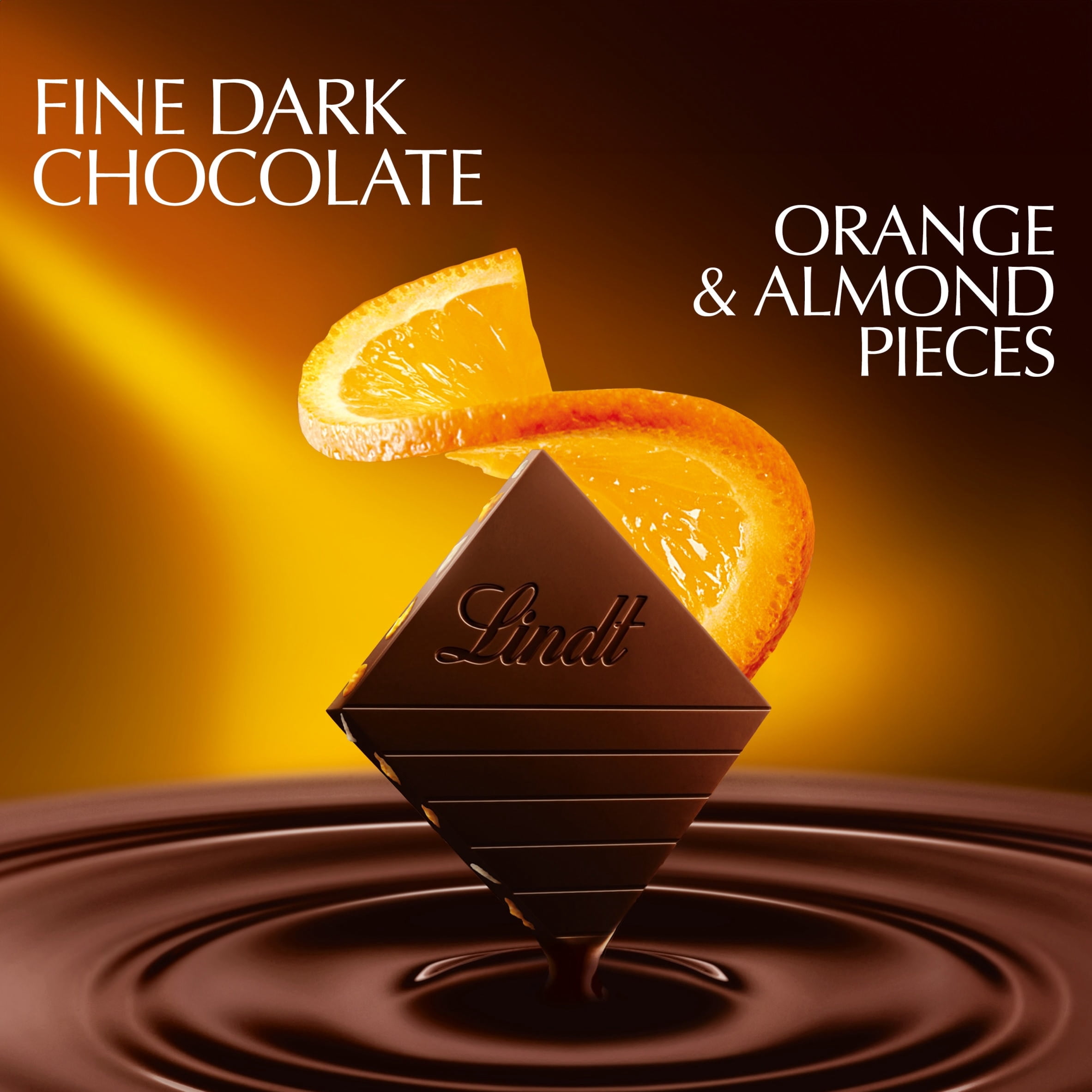 Lindt Excellence Dark with Almonds Chocolate Bar â€“ Orange Intense 100g, Imported from Britain