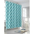 thumbnail image 3 of Shower Curtains Abstract White Geometric Turquoise Bath Curtain Simple Style Waterproof Bathroom Shower Curtain Set with Hooks Decoration 36 x 72 Inches, 3 of 7