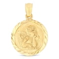 thumbnail image 3 of 14K Yellow Gold Angel Charm Pendant with 0.9mm Wheat Chain Necklace - 22", 3 of 6