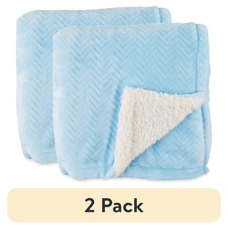 (2 pack) Parent's Royal Plush Blanket for Baby Boys and Girls, Blue, 30" x 40"