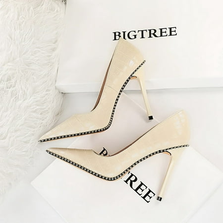 

Metal Chain Crocodile Pattern Pointed Toe Stiletto Heels Fashion Lightweight High Heels Women‘s Pumps