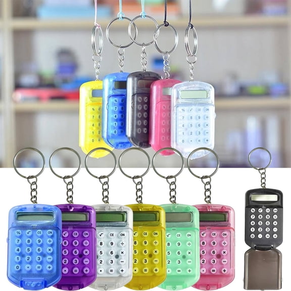 CoreLiving Mini Pocket Calculator Key Ring - Portable Small Digital Calculator with 8-Digit Display for Home Office Desk Use, Basic Function, 1 Piece