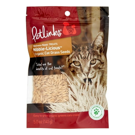 Petlinks Nibble-Licious Organic Cat Grass Seed Cat Treats, 5 Oz