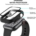 thumbnail image 2 of Waterproof Case Compatible with Apple Watch 45mm iWatch SE Series 8 7 with Tempered Film Screen Protector 3 Pack Full Protective Hard PC Scratch Resistant Face Cover, Black/Red/White, 45mm, 2 of 5